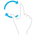 两个手指和一个箭头的图示表示手指正在旋转一个物体