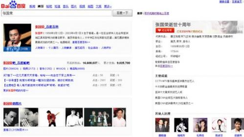 百度搜索&ldquo;张国荣&rdquo; 页面变黑白 用&ldquo;心&rdquo;十年祭