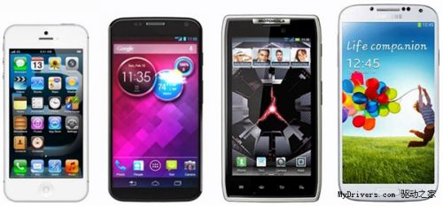 Moto X外观对比iPhone 5/Galaxy S4/RAZR