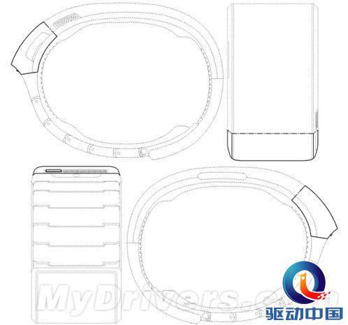 三星智能手表设计图曝光:采用柔性屏 按键接口