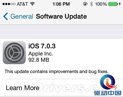 苹果发布iOS 7.0.3