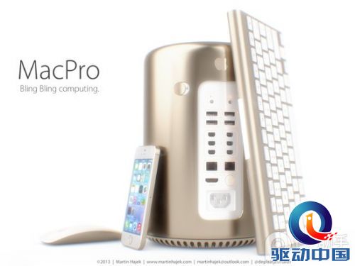 土豪金Mac Pro渲染图欣赏 配上金色键盘更显高端