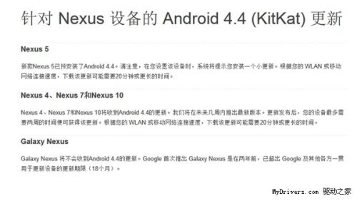 欢呼吧 Nexus 7/10升级Android 4.4