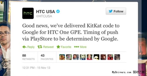 神速 亲儿子版HTC One将升级Android 4.4