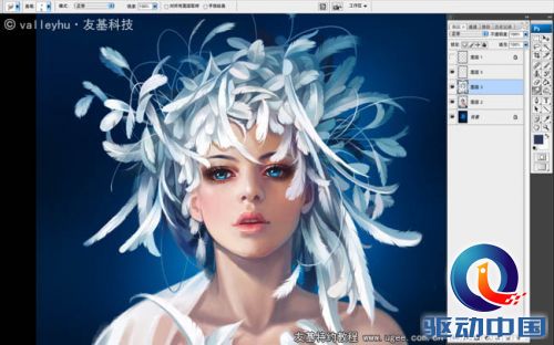 PS教程：PS配合数位板描绘性感羽毛公主