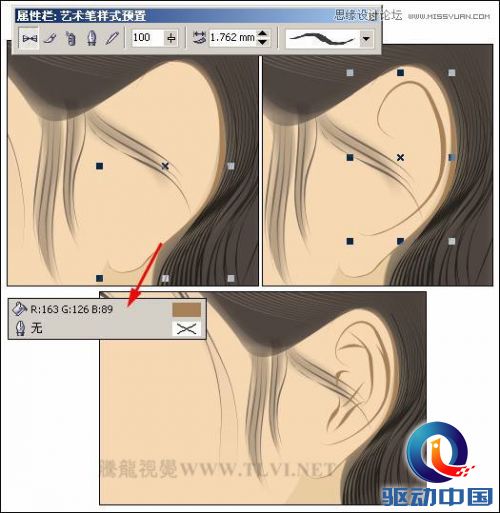 CorelDRAW绘制人物工笔画美女人物教程,PS教程,思缘教程网