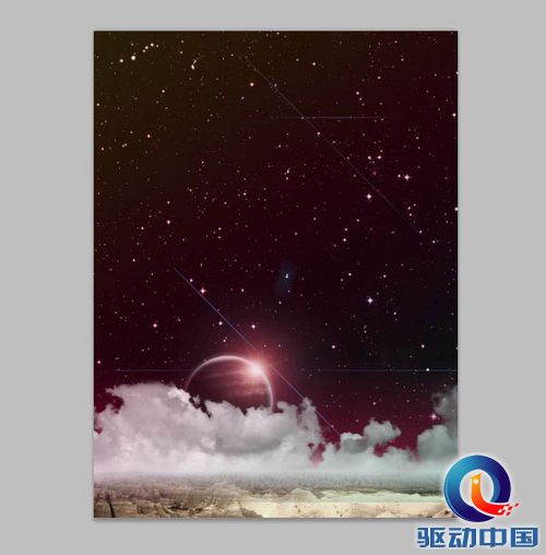 PS教程：Photoshop制作星空云海创意海报