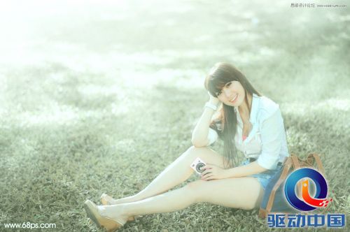 Photoshop调出草地美女淡雅的青色调,PS教程,思缘教程网
