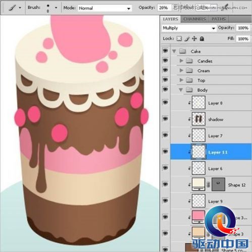 Photoshop绘制甜美精致的蛋糕教程,PS教程,思缘教程网