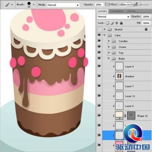 Photoshop绘制甜美精致的蛋糕教程,PS教程,思缘教程网