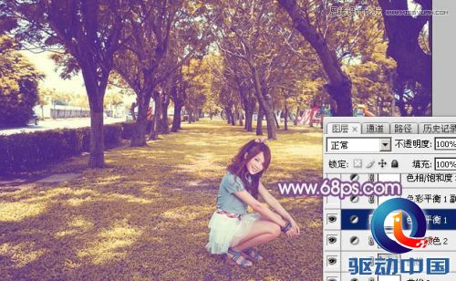Photoshop调出公园美女唯美梦幻的紫色调,PS教程,思缘教程网