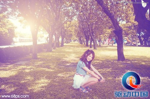 Photoshop调出公园美女唯美梦幻的紫色调,PS教程,思缘教程网