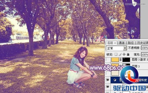 Photoshop调出公园美女唯美梦幻的紫色调,PS教程,思缘教程网