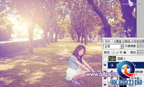 Photoshop调出公园美女唯美梦幻的紫色调,PS教程,思缘教程网