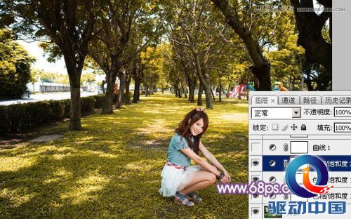 Photoshop调出公园美女唯美梦幻的紫色调,PS教程,思缘教程网