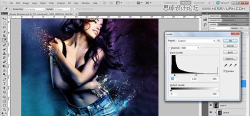 Photoshop设计绚丽光效装饰的美女海报,PS教程,思缘教程网