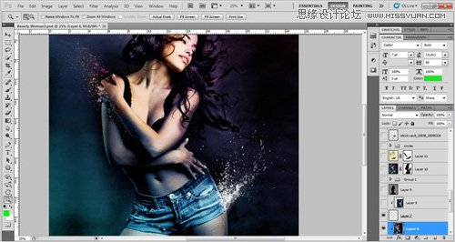 Photoshop设计绚丽光效装饰的美女海报,PS教程,思缘教程网