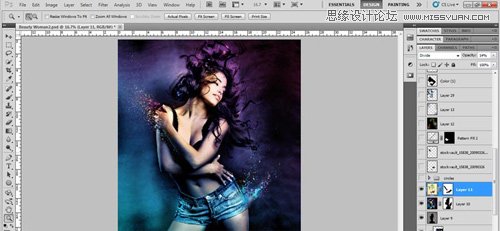 Photoshop设计绚丽光效装饰的美女海报,PS教程,思缘教程网