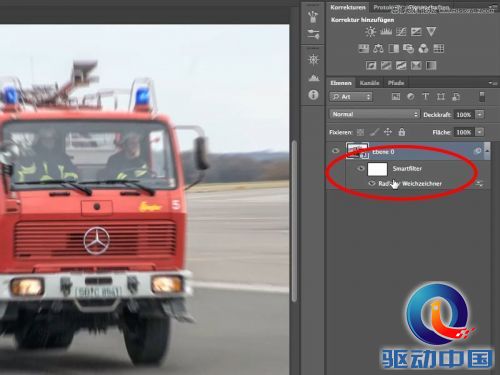 Photoshop教你用滤镜制作动感行驶的消防车,PS教程,思缘教程网