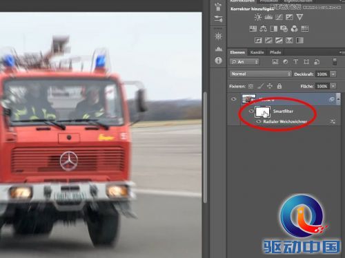 Photoshop教你用滤镜制作动感行驶的消防车,PS教程,思缘教程网