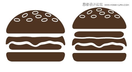 Illustrator设计时尚简洁风格的汉堡包图标,PS教程,思缘教程网