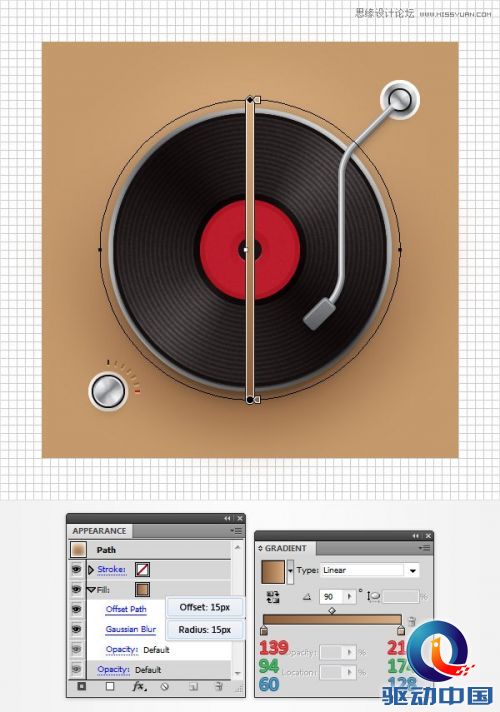 Illustrator创建立体风格的黑胶唱机图标,PS教程,思缘教程网