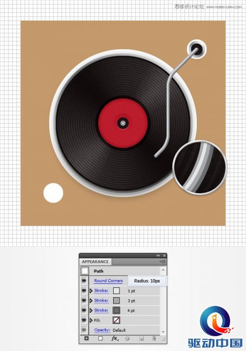 Illustrator创建立体风格的黑胶唱机图标,PS教程,思缘教程网