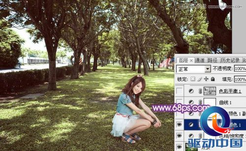 Photoshop调出夏季树下美女绚丽紫色效果,PS教程,思缘教程网