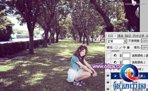 Photoshop调出夏季树下美女绚丽紫色效果,PS教程,思缘教程网
