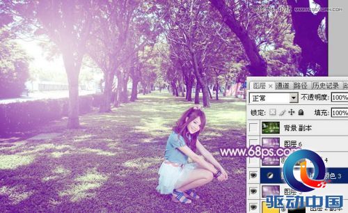 Photoshop调出夏季树下美女绚丽紫色效果,PS教程,思缘教程网