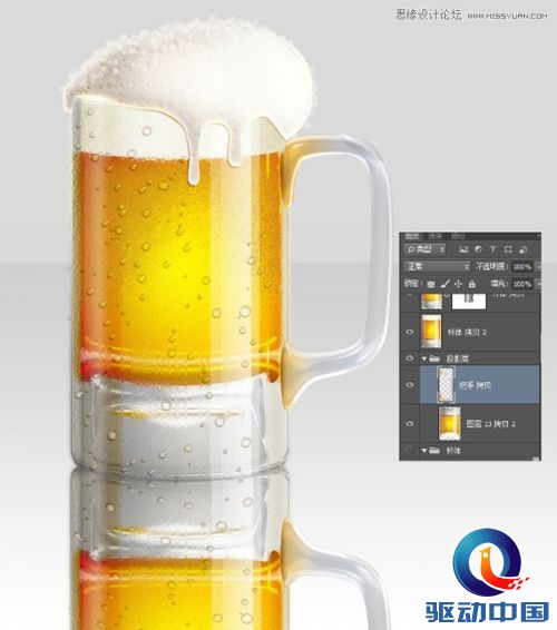 Photoshop绘制冰爽的啤酒和啤酒杯教程,PS教程,思缘教程网