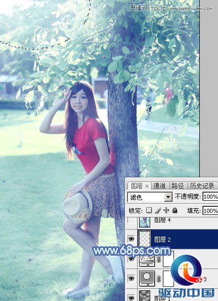 Photoshop调出树下美女淡淡的蓝色效果,PS教程,思缘教程网