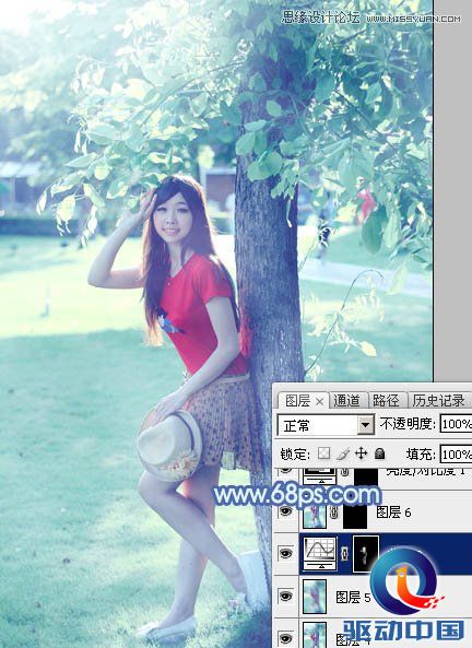 Photoshop调出树下美女淡淡的蓝色效果,PS教程,思缘教程网