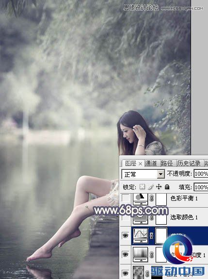 Photoshop调出河边女孩暗色紫色效果,PS教程,思缘教程网