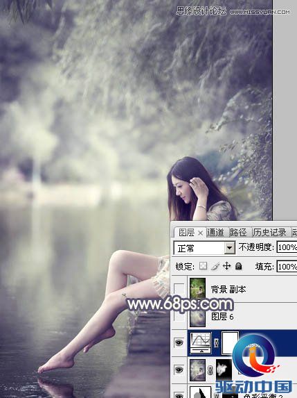 Photoshop调出河边女孩暗色紫色效果,PS教程,思缘教程网