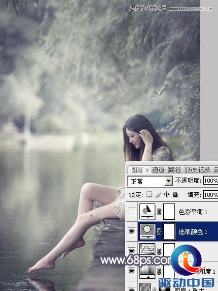 Photoshop调出河边女孩暗色紫色效果,PS教程,思缘教程网