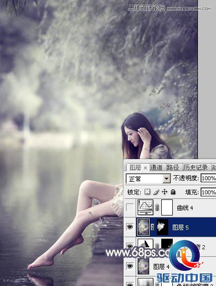 Photoshop调出河边女孩暗色紫色效果,PS教程,思缘教程网