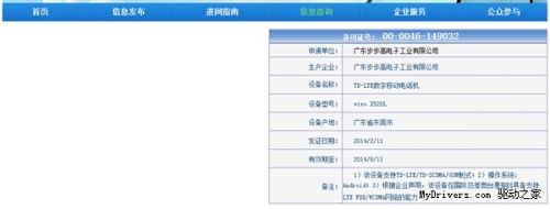 vivo神秘新机曝光:支持TD-LTE