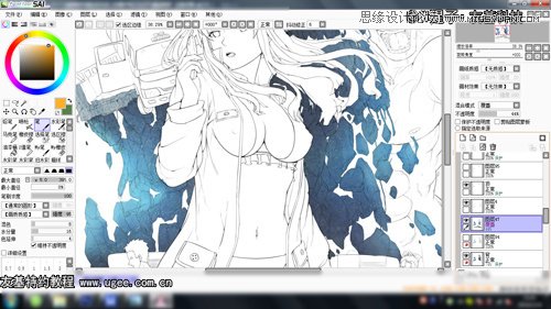 Photoshop绘制科幻风格的美女特警海报,PS教程,思缘教程网