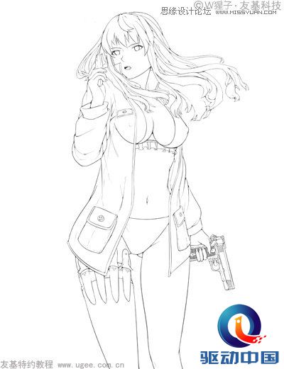 Photoshop绘制科幻风格的美女特警海报,PS教程,思缘教程网