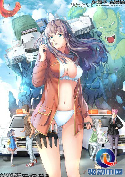 Photoshop绘制科幻风格的美女特警海报,PS教程,思缘教程网