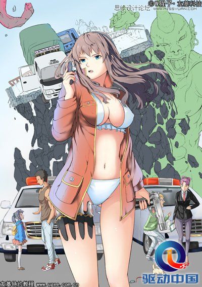 Photoshop绘制科幻风格的美女特警海报,PS教程,思缘教程网