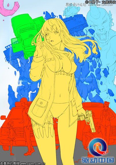 Photoshop绘制科幻风格的美女特警海报,PS教程,思缘教程网