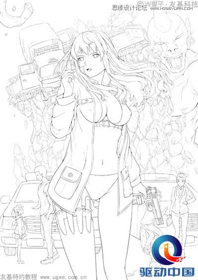 Photoshop绘制科幻风格的美女特警海报,PS教程,思缘教程网