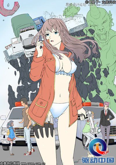 Photoshop绘制科幻风格的美女特警海报,PS教程,思缘教程网