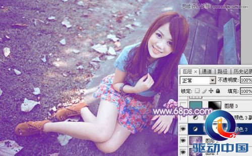 Photoshop调出公园女孩梦幻紫色效果,PS教程,思缘教程网