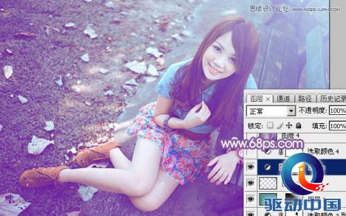 Photoshop调出公园女孩梦幻紫色效果,PS教程,思缘教程网