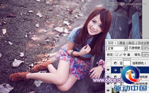 Photoshop调出公园女孩梦幻紫色效果,PS教程,思缘教程网