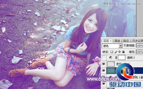 Photoshop调出公园女孩梦幻紫色效果,PS教程,思缘教程网