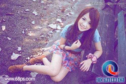 Photoshop调出公园女孩梦幻紫色效果,PS教程,思缘教程网